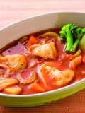 Tomato Soup with Dumplings and Lots of Vegetables