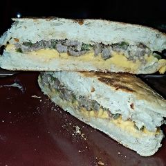 A picture of Cheese steak sandwich.
