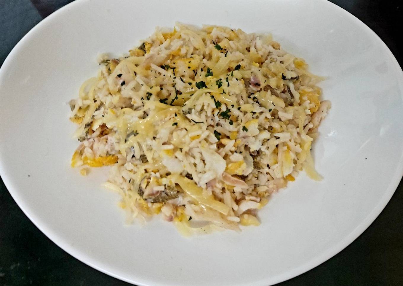 My smoked Haddock,Rice & Grated Smoked Cheese