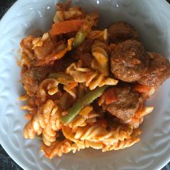 A picture of Meatball pasta.