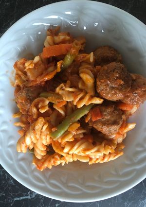 A picture of Meatball pasta.