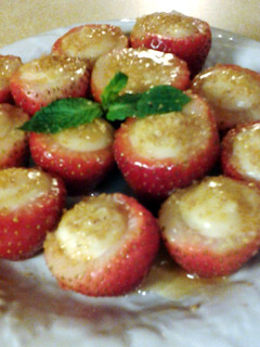 A picture of Marscarpone and Honey Stuffed Strawberries.