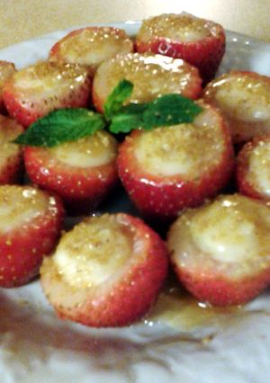 A picture of Marscarpone and Honey Stuffed Strawberries.