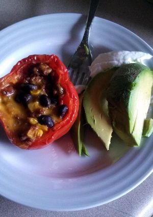 A picture of stuffed peppers.