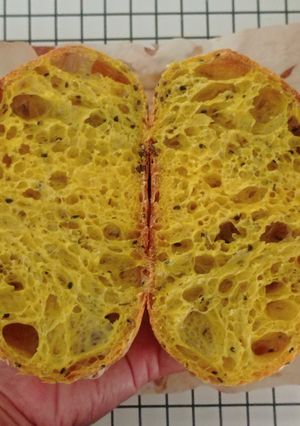 Foto resep Kunyit Jinten Hitam Italian Herbs Sourdough Bread (Oven Tangkring)