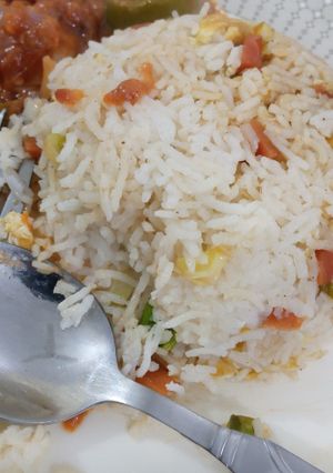 A picture of Chinese.. Fried rice with shashlik.