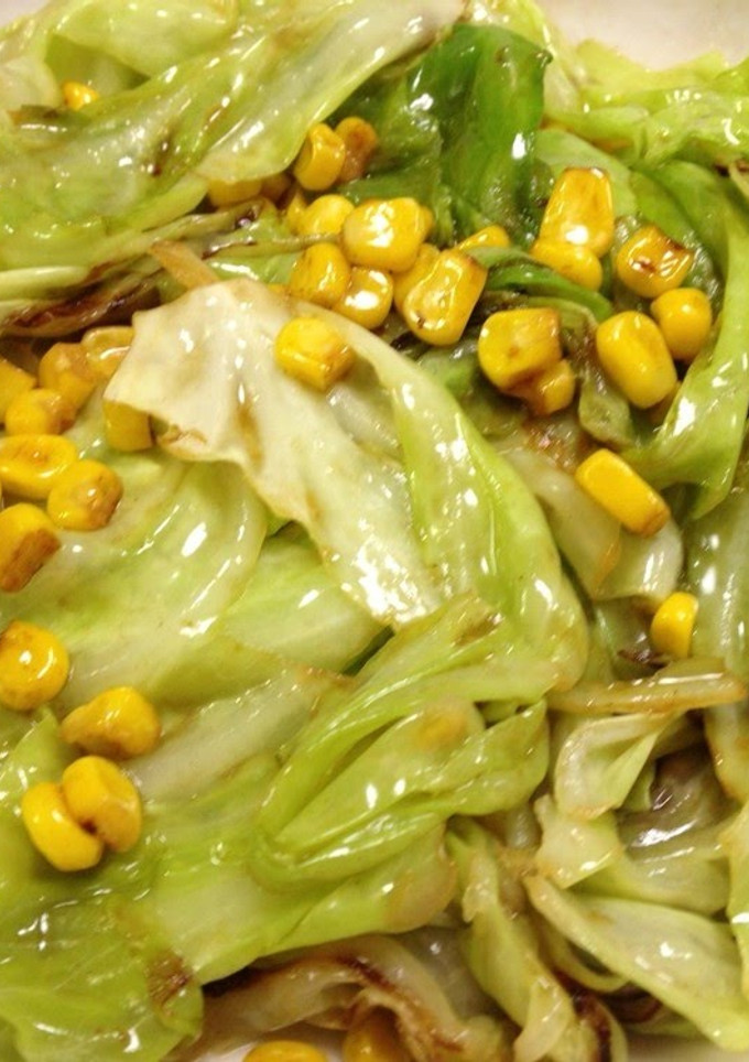 A picture of Cabbage and Corn Stir Fried In Butter.