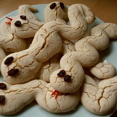 A picture of Vickys Halloween Snake Breadsticks (Garlic Herb) GF DF EF SF NF.