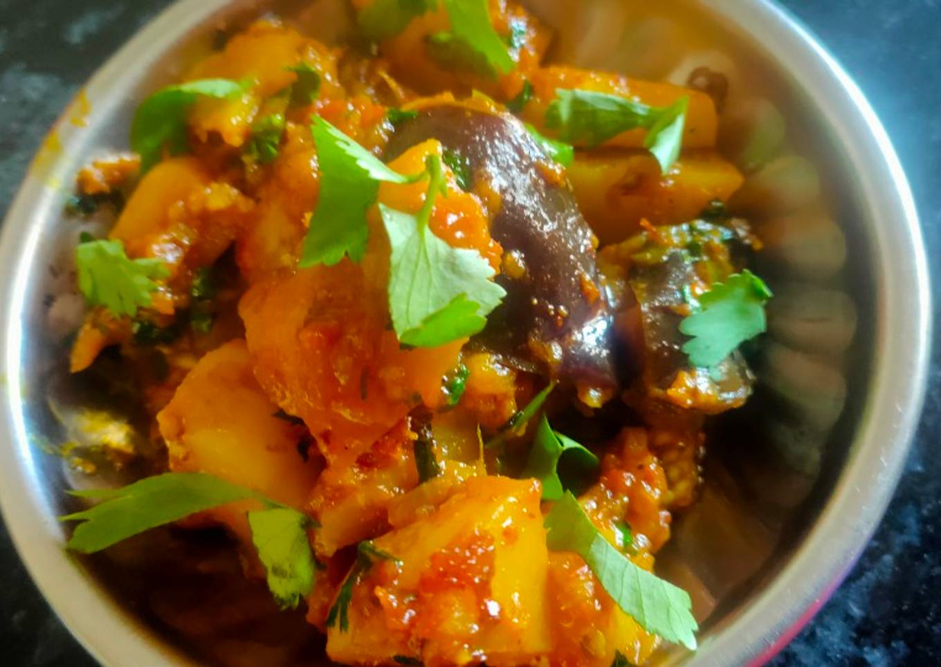 Potato brinjal fry