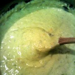 A picture of Patricia's Creamy Broccoli and Cheese soup..