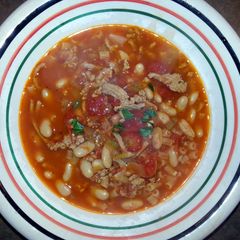 A picture of HEARTY PASTA FAGIOLI SOUP.