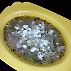 A picture of Chicken Rice & Feta Soup.