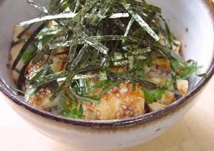 Simple Way to Prepare Quick Yukke-Style Tofu Rice Bowl with Shiso