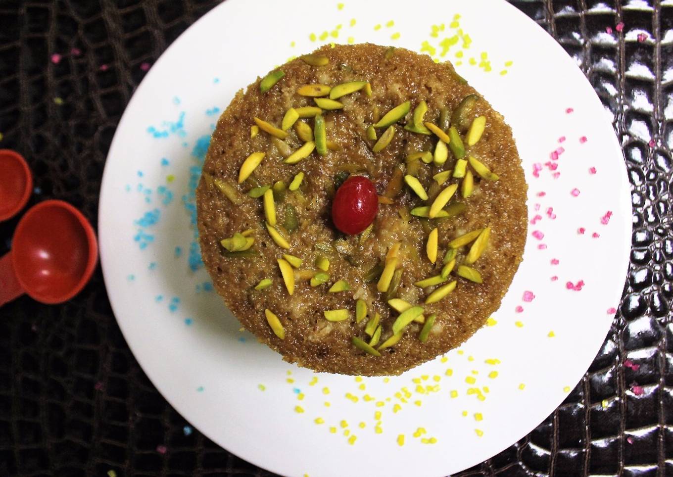Coffee Flavoured Eggless Semolina Cake