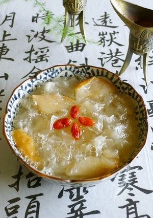 A picture of Asian Pear and White Wood Ear Mushroom Dessert.
