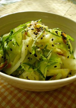 A picture of Easy Oil-free Boiled Cabbage with Umeboshi.