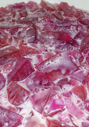 A picture of 3 flavoured Jelly with Strawberry Whip.