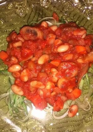 A picture of Very veggie spaghetti.
