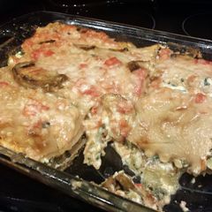 A picture of Spinach Lasagna with Sun-Dried Tomato Sauce.