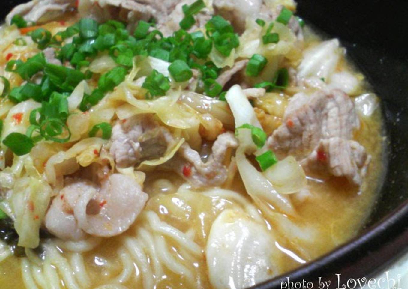 Miso Ramen Noodles with Pork and Kimchi