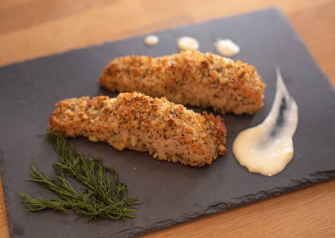 Grilled salmon with herb breadcrumbs