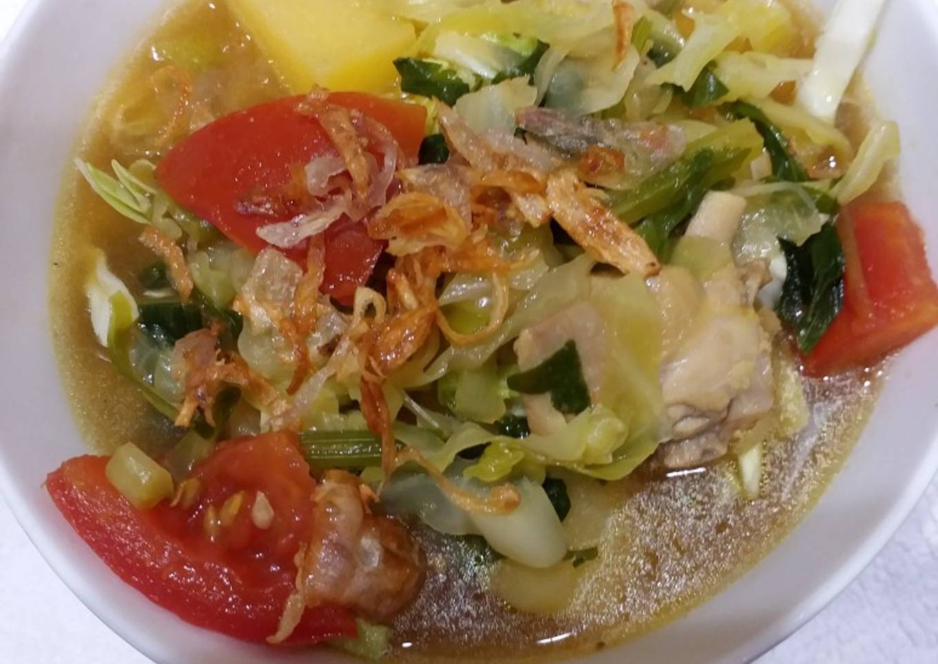 Bubur scalop kuah sop ayam