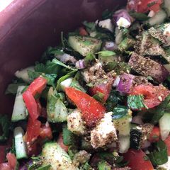 A picture of Za’atar salad (can be vegan).