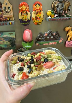 Foto resep Overnight oatmeal🍓🍌