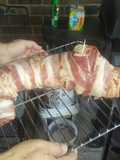 Smoked bbq bacon wrapped rabbit