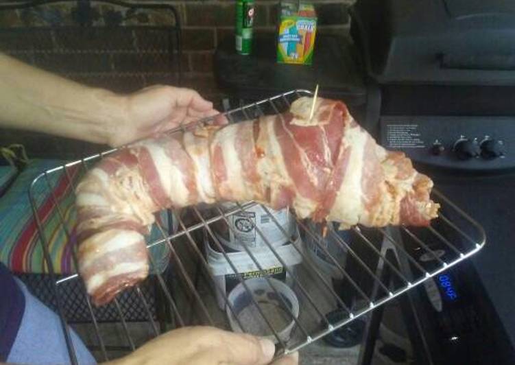 Smoked bbq bacon wrapped rabbit