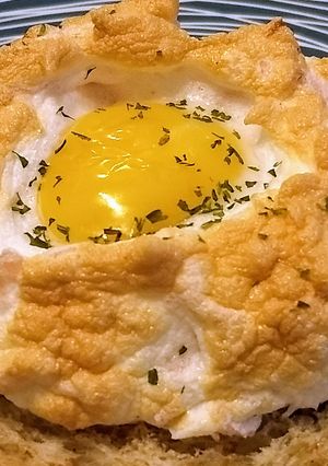 Una foto de Huevos Nube con Jamón #lacocinadeBea