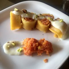 A picture of Spiced custard carrot halwa roll.