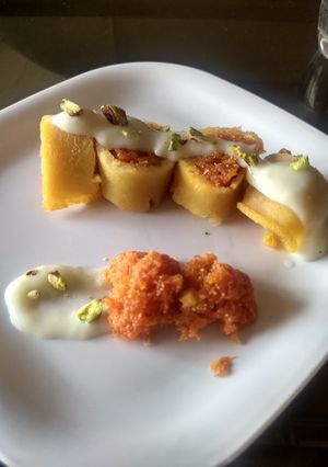 A picture of Spiced custard carrot halwa roll.