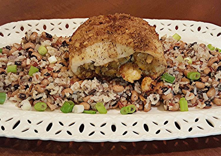 Cajun Stuffed Catfish on Creole Wild Rice