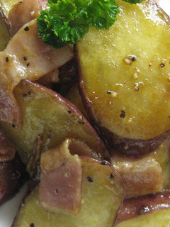 A picture of Sweet Potato and Bacon in Oyster and Mayonnaise Sauce.