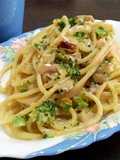 Carbonara shrimp spaghetti