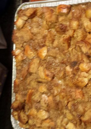 A picture of Banana foster bread pudding.
