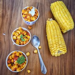 A picture of Corn Chaat / Cheese Corn Chaat.