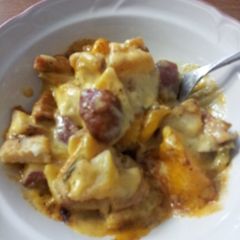 A picture of Cheesy smoked sausage potato casserole.