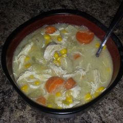 A picture of Creamy Chicken and Vegetable Soup.