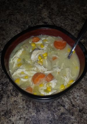 A picture of Creamy Chicken and Vegetable Soup.