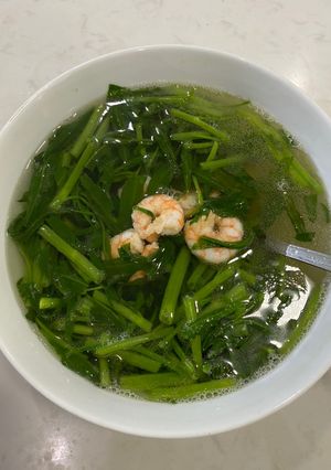 Hình của món Canh rau muống tôm nõn.