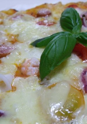 A picture of Our Family's Easy Recipe For Pizza To Serve To Guests.