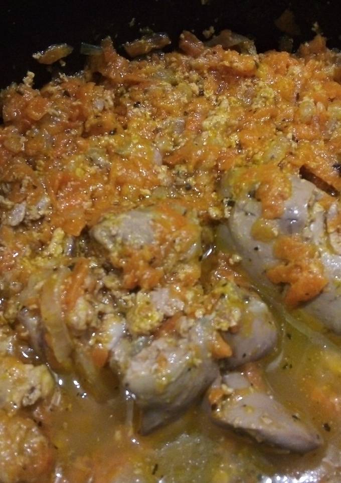 🐔 Диетическая тушеная печень с сердечками