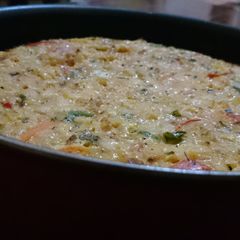 A picture of Rice casserole with eggs.