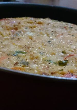 A picture of Rice casserole with eggs.