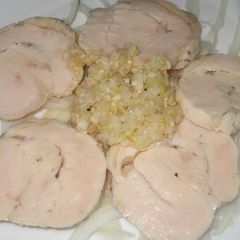 A picture of Chicken Ham with Leek Sauce.