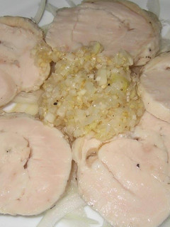 A picture of Chicken Ham with Leek Sauce.