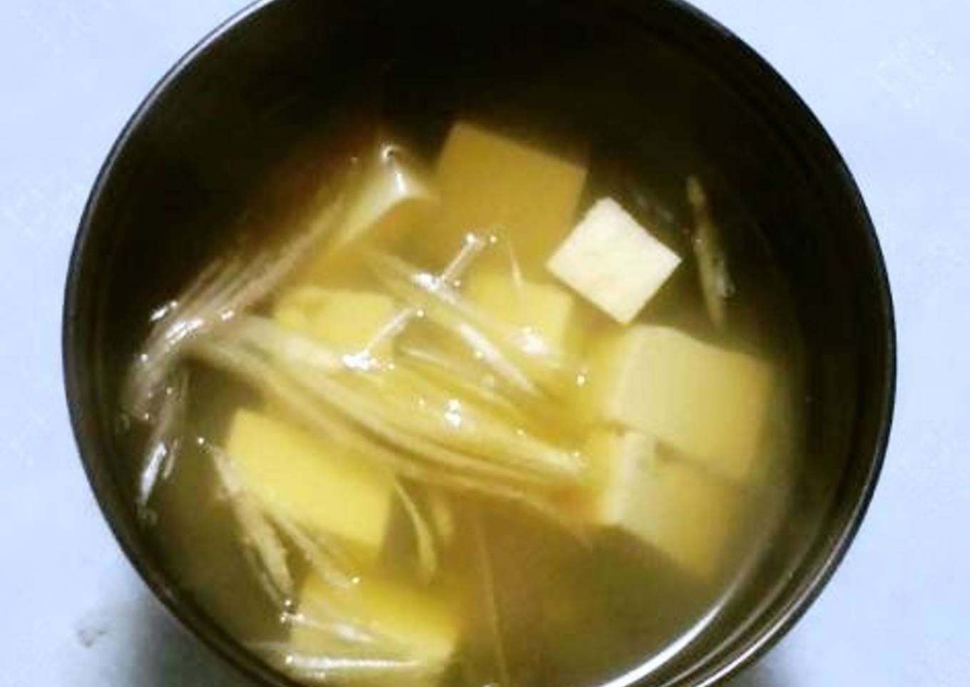 Pure soup with mayonnaise, ginger, tofu and yuju pepper
