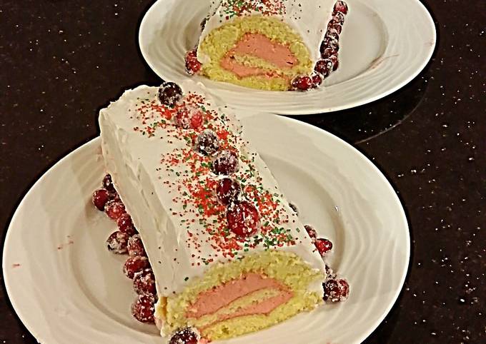 Recipe of Favorite Vanilla Cake Roll with Cranberry Mousse Filling